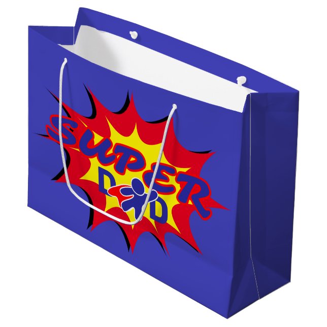 Super Hero Vater Comic Buch Vatertag Große Geschenktüte (Vorderseite Schrägansicht)