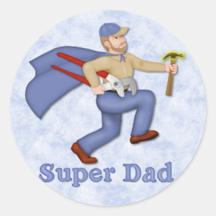 Super Hero Vater Runder Aufkleber