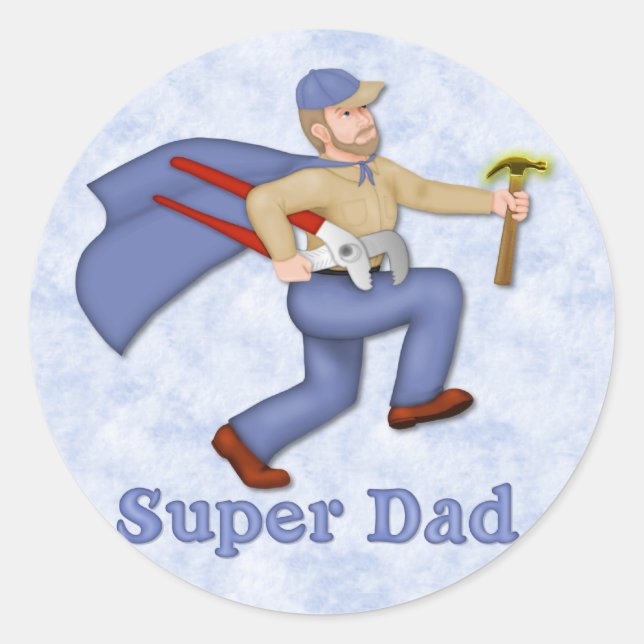 Super Hero Vater Runder Aufkleber (Vorderseite)