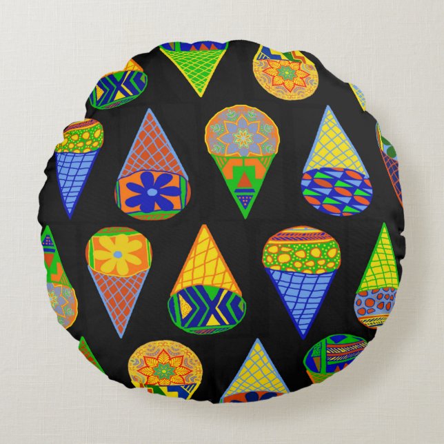 Super Heroes Ice Cream Cones Rundes Kissen (Vorderseite)