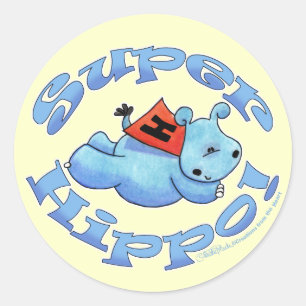 Super Hippo Runder Aufkleber