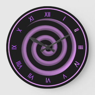 Super horloge murale noire et lavande en spirale