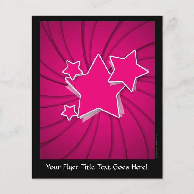 Super Hot Pink Stars und Swirke Hintergrund Flyer (Vorne)