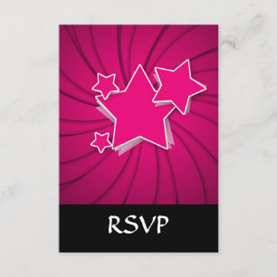Super Hot Pink Stars und Swirke Hintergrund RSVP Karte