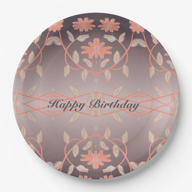 Super hübsche KorallenBlume Pappteller (Vorderseite)