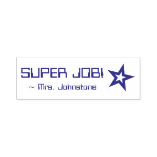 "SUPER JOB!" + Pädagogischer Name Rubber Briefmark Permastempel