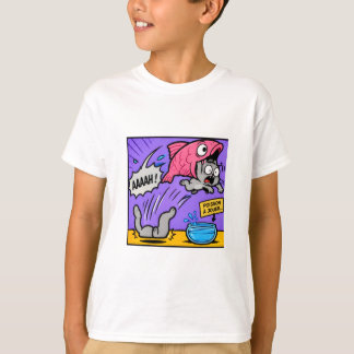 Super Katze & Fisch Lustiges Kinder T-Shirt