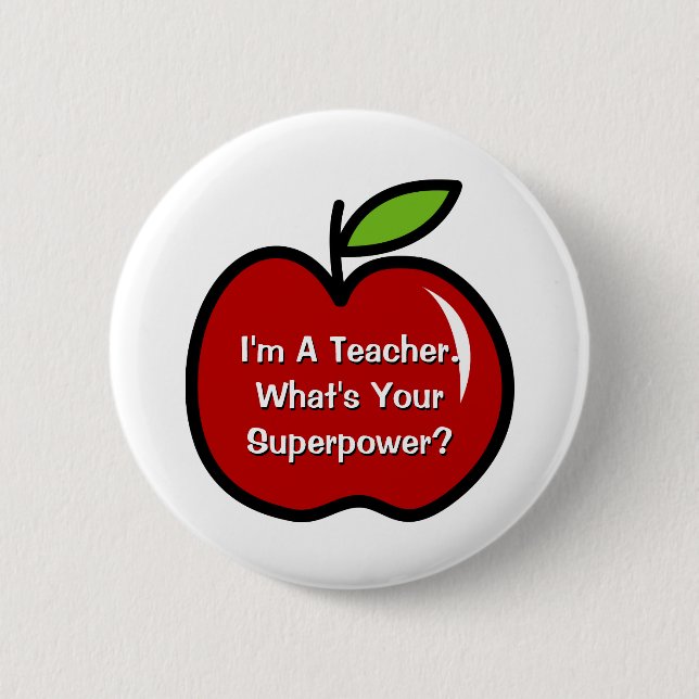 Super-Lehrer-Buttons mit rotem Apfel Button (Vorderseite)