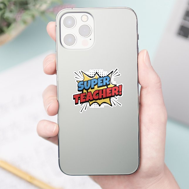 Super-Lehrer im Comic-Stil Aufkleber (Telefon)