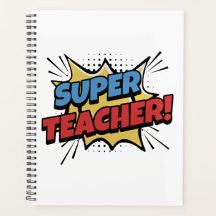 Super-Lehrer im Comic-Stil Planer