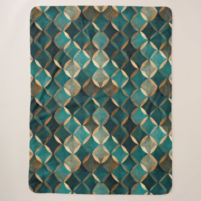 Super Luxe Aquamarin & Gold Sherpadecke (Vorderseite)