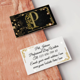 Super Luxus Schwarz + Gold Monogramm Visitenkarte