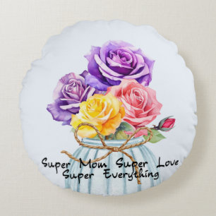 Super-Mama-Angebot mit Rose-Rundkissen Rundes Kissen