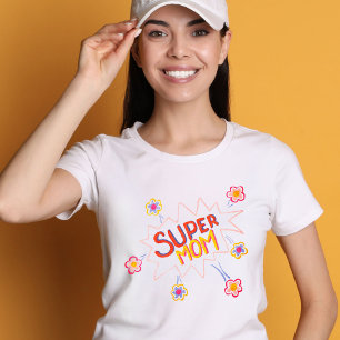 Super Mama Blume Comic Blase Zeichnend Muttertag T-Shirt