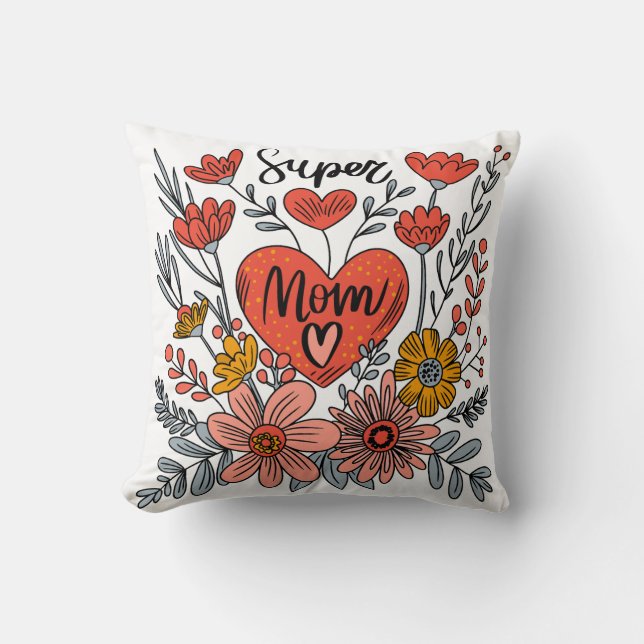 Super Mama Blumenkissen Kissen (Vorderseite)
