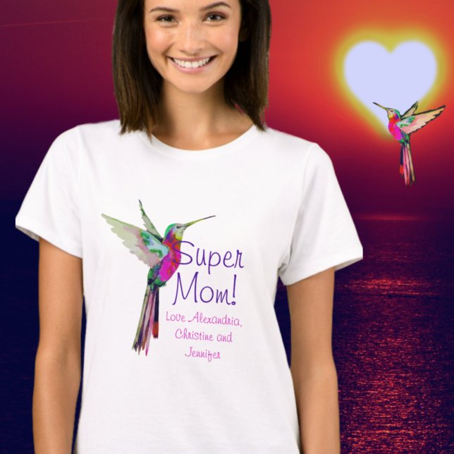 Super Mama Colorful Hummingbird Mother T - Shirt (Von Creator hochgeladen)