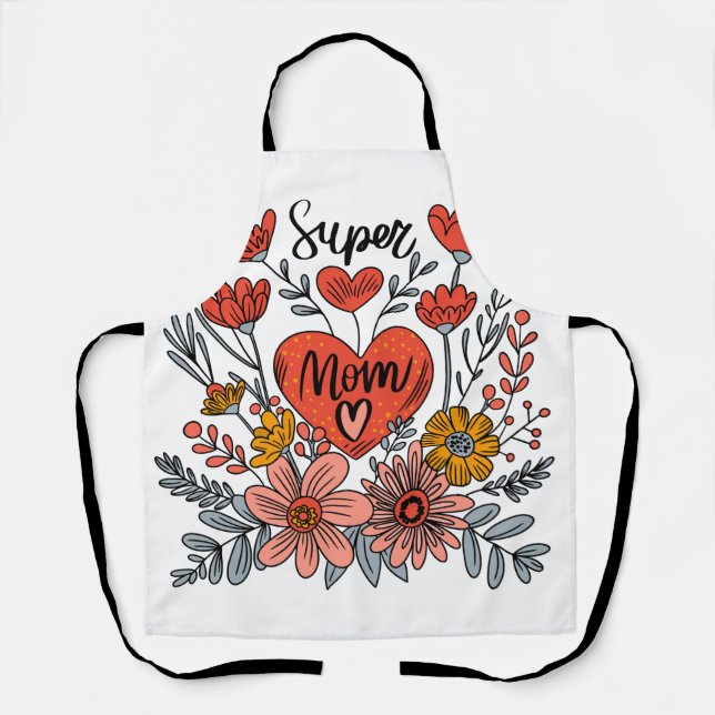 Super Mama Floral Schürze (Vorderseite)