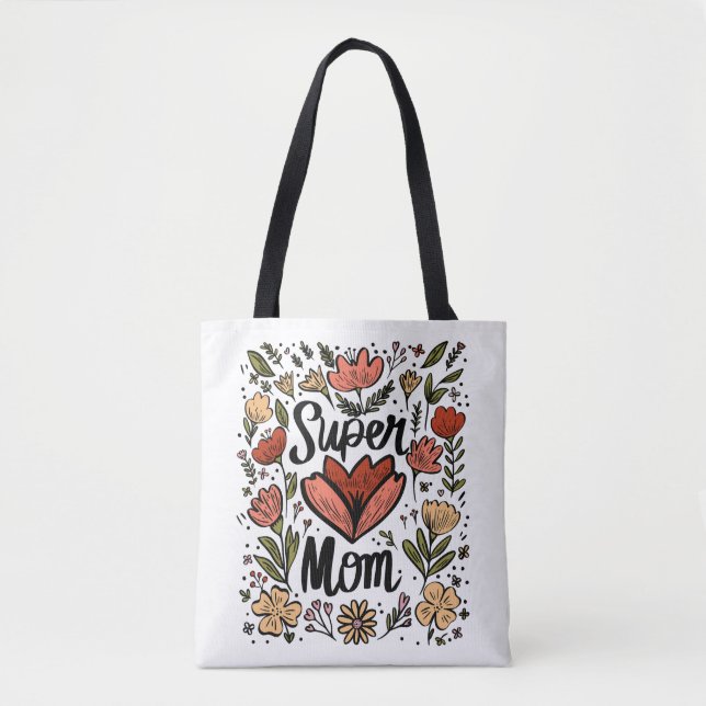 Super Mama Floral Tote Bag Tasche (Vorderseite)