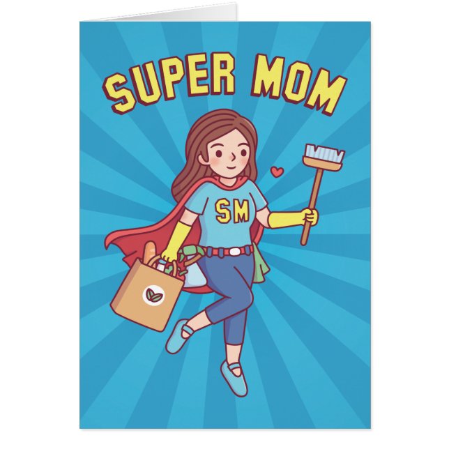 Super Mama, Funny Mütter Day Gruß (Vorne)