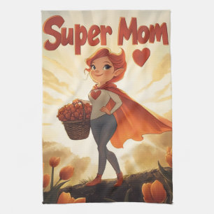 Super-Mama-Illustration Geschirrtuch