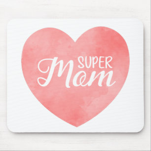 Super Mama im rosa Aquarellherz, Muttertag Mousepad