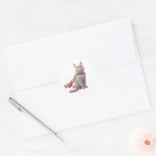 Super-Mama-Katzen-Held-Aufkleber – Süßes rosa Gesc Runder Aufkleber