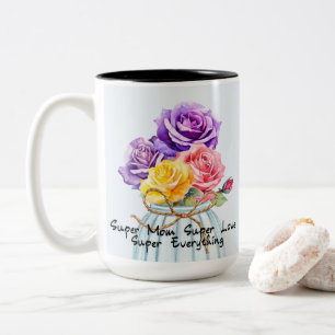 Super Mama mit Rose Zweifarbige Tasse