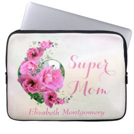 Super Mama Natural Pink Floral Heart Individuelle  Laptopschutzhülle