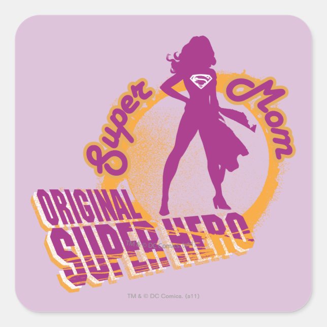 Super Mama Original Super Hero Quadratischer Aufkleber (Vorderseite)