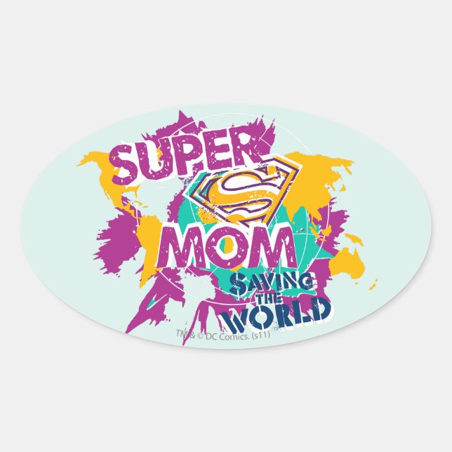 Super-Mama Rette die Welt Ovaler Aufkleber (Vorderseite)