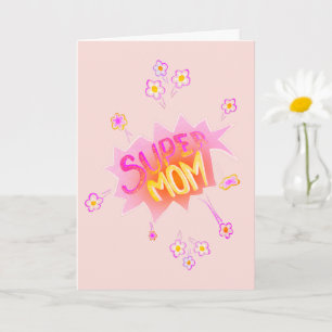 Super-Mama Rosa Neon-Blume Comic-Blase Karte