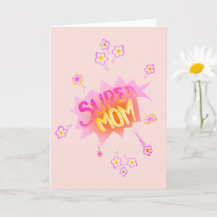 Super Mama Rosa Neon Blume Comic Blase Karte