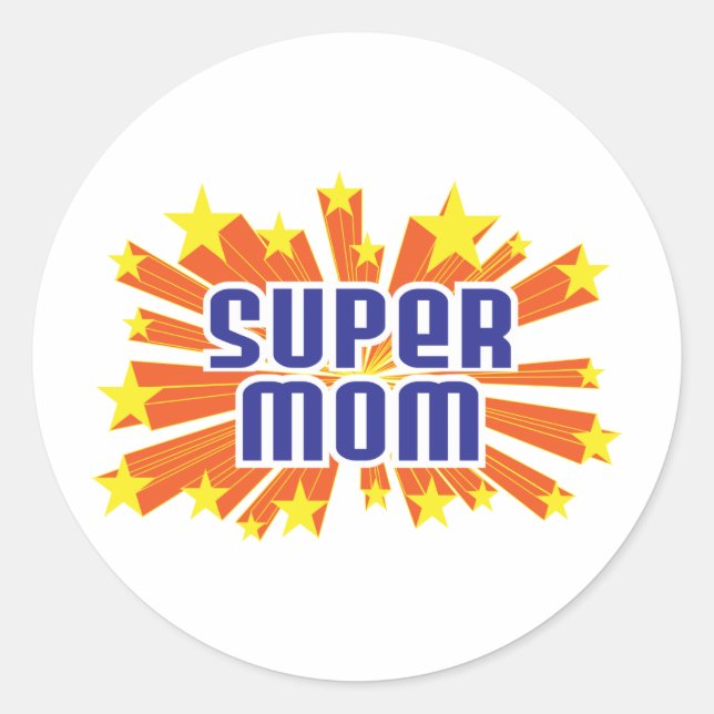 Super Mama Runder Aufkleber (Vorderseite)