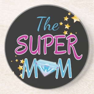 Super Mama Stern Diamanten Mütter Tag schönen Text Getränkeuntersetzer
