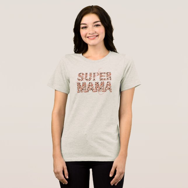 Super Mama Typografie Playful Polka Dots Tri-Blend Shirt (Vorderseite voll)