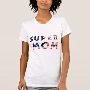 Super Mama und die amerikanische Flagge T-Shirt