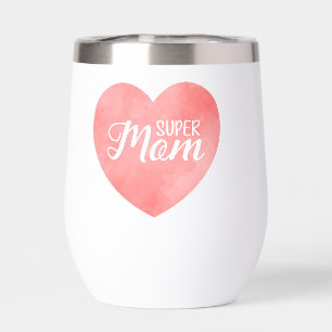 Super maman dans l'aquarelle rose coeur, jour de l