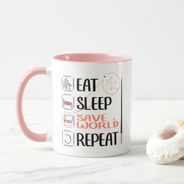 Super Mathe Teacher Rette die Welt. Vielen Dank fü Tasse (Mit Donut)