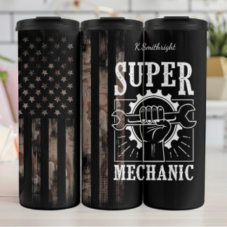 Super Mechanic Camouflage American Flag Thermosbecher