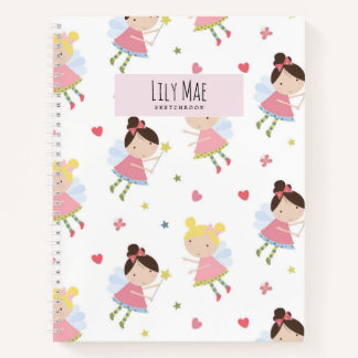 Super mignon Livre de croquis personnalisé rose fé