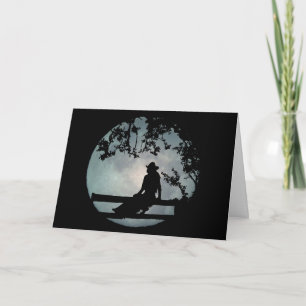 Super mignonne Cowgirl dans une Pleine lune carte 