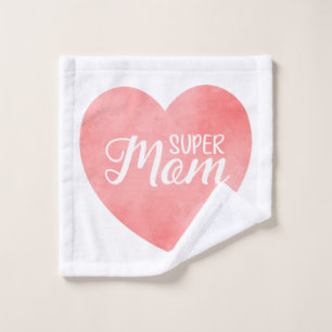 Super Mom Design, rosa Herz Mutter Tag Waschlappen