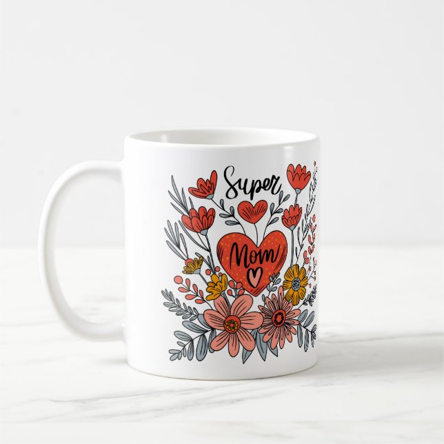 Super Mom Floral Mug (Gauche)