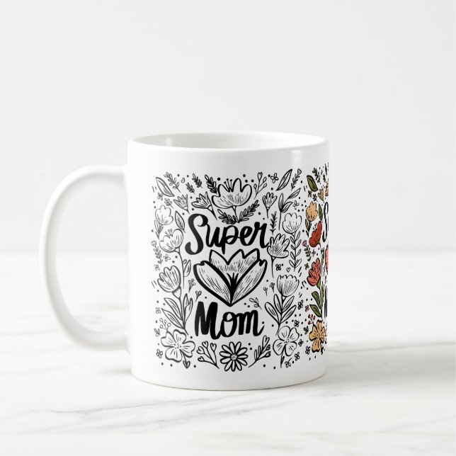 Super Mom Floral Mug (Gauche)