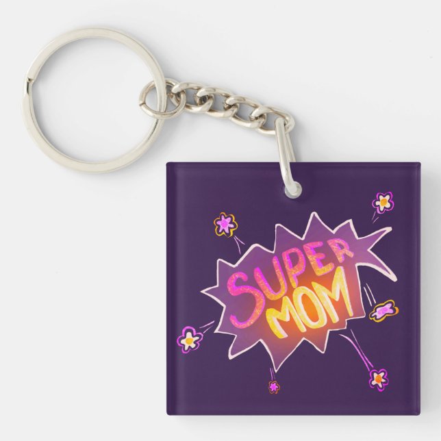 Super Mom Neon Flower Dessin de bulle (Devant)
