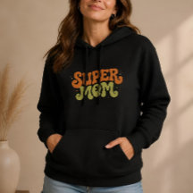SUPER MOM Spielerei Retro Groovy Typografie