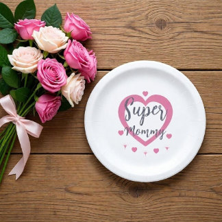 Super Mommy Personalized Best Mom Gift Paper Plate Pappteller