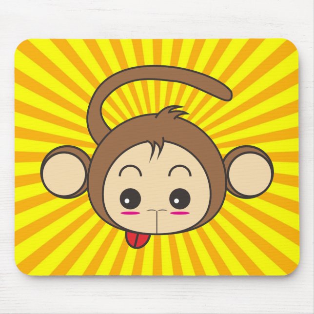 Super Monkey Gesicht auf Sunburst Hintergrund Mousepad (Vorne)