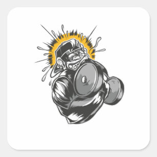 Super Monkey Gym Design Quadratischer Aufkleber