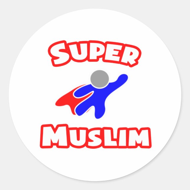 Super-Muslim Runder Aufkleber (Vorderseite)